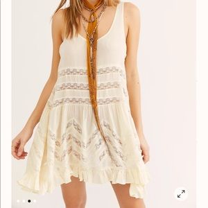 Free People Voile and Lace Trapeze Slip in Tea